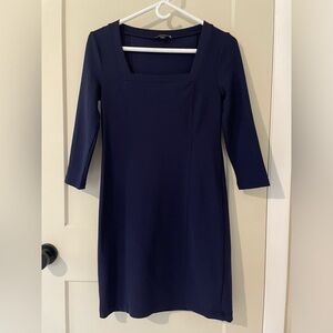 Boston Proper Beyond Travel Square Neck Navy Blue Dress